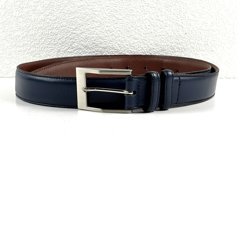 Torino Leather Belt Mens 38 Navy Blue Tumbled Glove Cowhide Mad in USA Classic